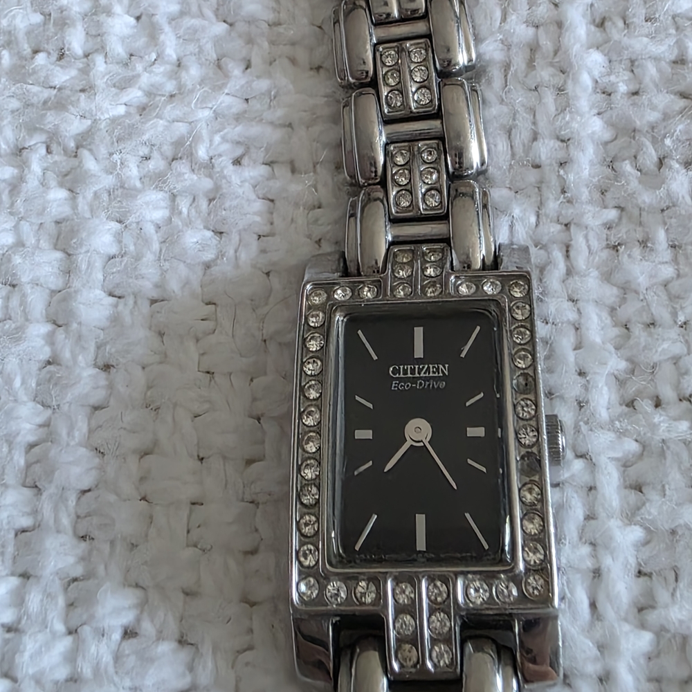 Citizen Eco-Drive Silver Watch with Black Dial